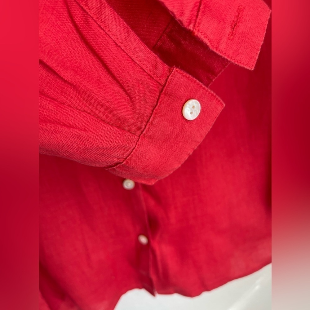 J Jill Red Linen Tunic Blouse - Picture 2 of 6